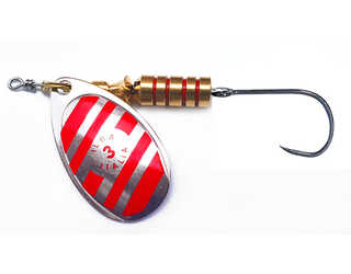 CUCHARILLA ILBA TONDO ZEBRA PLATA-ROJO N°3 7 GR (1 ANZUELO SIN MUERTE)