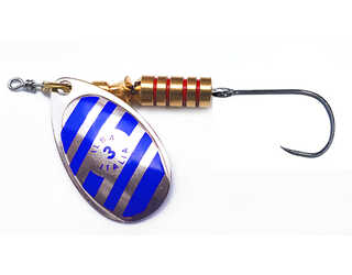 CUCHARILLA ILBA TONDO ZEBRA PLATA-AZUL N°3 7 GR (1 ANZUELO SIN MUERTE)