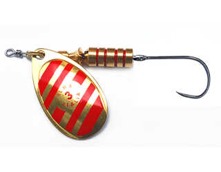 CUCHARILLA ILBA TONDO ZEBRA ORO-ROJO N°1 3 GR (1 ANZUELO SIN MUERTE)