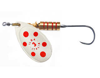 CUCHARILLA ILBA TONDO PERLA PLATA PUNTOS ROJOS Nº 1 3 GR (1 ANZUELO SIN MUE