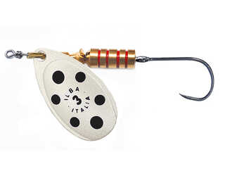 CUCHARILLA ILBA TONDO PERLA PLATA PUNTOS NEGROS Nº 0 2 GR (1 ANZUELO SIN MU