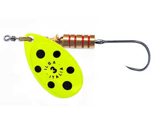 CUCHARILLA ILBA TONDO LIMON FLUOR PUNTOS NEGROS Nº 3 7 GR (1 ANZUELO SIN MU