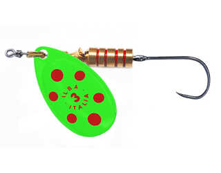 CUCHARILLA ILBA TONDO LIME PUNTOS ROJOS Nº 3 7 GR (1 ANZUELO SIN MUERTE)