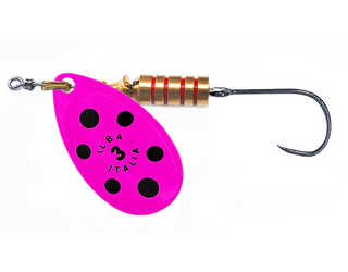 CUCHARILLA ILBA TONDO ROSA FLUOR PUNTOS NEGROS Nº 2 5 GR (1 ANZUELO SIN MUE