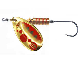 CUCHARILLA ILBA TONDO BUBBLE ORO PUNTOS ROJOS Nº 2 5 GR (1 ANZUELO SIN MUER