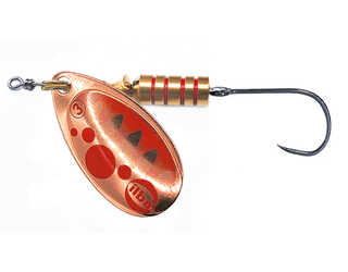 CUCHARILLA ILBA TONDO BUBBLE COBRE PUNTOS ROJOS Nº 3 7 GR (1 ANZUELO SIN MU