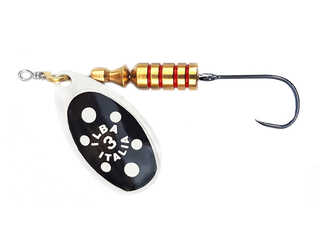 CUCHARILLA ILBA TONDO BOLT NEGRA BLANCO N°1 3 GR (1 ANZUELO SIN MUERTE)