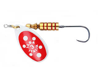 CUCHARILLA ILBA TONDO BOLT ROJO BLANCO N°2 5 GR (1 ANZUELO SIN MUERTE)