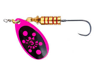 CUCHARILLA ILBA TONDO BOLT NEGRA ROSA FLUOR N°1 3 GR (1 ANZUELO SIN MUERTE)