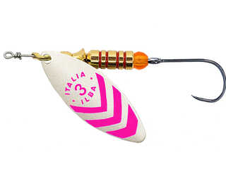 CUCHARILLA ILBA LUNGO PERLA RAYAS ROSA Nº 3 7 GR (1 ANZUELO SIN MUERTE)  CUCHARILLA ILBA LUNGO PERLA RAYAS ROSA Nº 3 7 GR (1 ANZUELO SIN MUERTE)