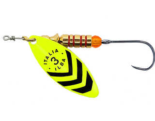 CUCHARILLA ILBA LUNGO LIMON FLUOR RAYAS NEGRAS Nº 2 5 GR (1 ANZUELO SIN MUE  CUCHARILLA ILBA LUNGO LIMON FLUOR RAYAS NEGRAS Nº 2 5 GR (1 ANZUELO SIN MUE