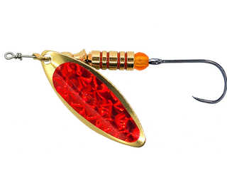 CUCHARILLA ILBA LUNGO ALPHA ORO MIRALL ROJO Nº 2 5 GR (1 ANZUELO SIN MUERTE  CUCHARILLA ILBA LUNGO ALPHA ORO MIRALL ROJO Nº 2 5 GR (1 ANZUELO SIN MUERTE