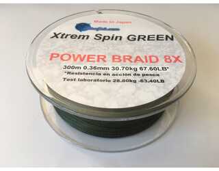.XTREM SPIN BRAID 8X GREEN 300m 0,36mm 30,70 kg 67,60LB