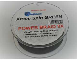 .XTREM SPIN BRAID 8X GREEN 300m 0,41mm 34,80 kg 76,60LB