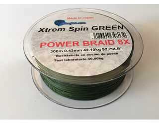 .XTREM SPIN BRAID 8X GREEN 300m 0,43mm 42,10kg 92,70LB
