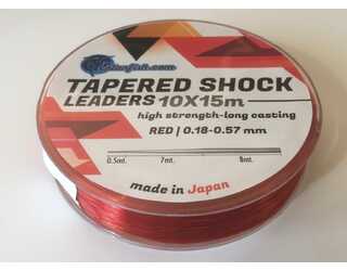 COLA SURF CASTING - TAPERED SURF LEADER RED 10X15 m 0,18-0,57mm  COLA SURF CASTING - TAPERED SURF LEADER RED 10X15 m 0,18-0,57mm