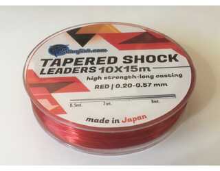 COLA SURF CASTING - TAPERED SURF LEADER RED 10X15 m 0,20-0,57mm  COLA SURF CASTING - TAPERED SURF LEADER RED 10X15 m 0,20-0,57mm