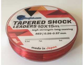 COLA SURF CASTING - TAPERED SURF LEADER RED 10X15 m 0,26-0,57mm  COLA SURF CASTING - TAPERED SURF LEADER RED 10X15 m 0,26-0,57mm