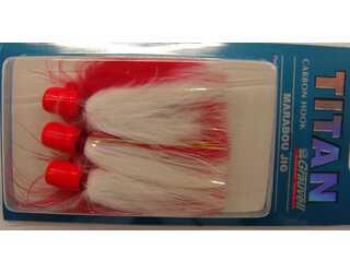 MARABOU JIG 3/0 FLUO RED/WHITE (paquete de 3 unidades)  MARABOU JIG 3/0 FLUO RED/WHITE (paquete de 3 unidades)