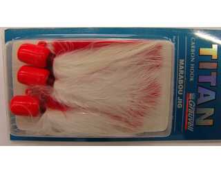 MARABOU JIG 5/0 28GR FLUOR RED/WHITE (paquete de 3 unidades)  MARABOU JIG 5/0 28GR FLUOR RED/WHITE (paquete de 3 unidades)