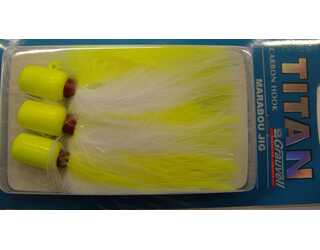 MARABOU JIG 5/0 28GR FLUOR YELLOW/WHITE (paquete de 3 unidades)  MARABOU JIG 5/0 28GR FLUOR YELLOW/WHITE (paquete de 3 unidades)