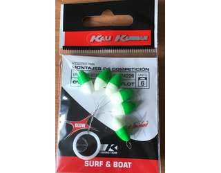 KALI OVALBAIT FLOTANTE 7x15 BLANCO-VERDE FOSFORESCENTE (6 unidades)