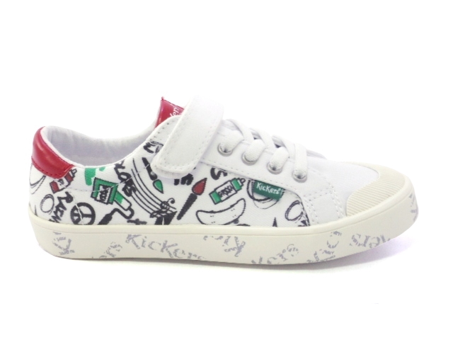 KICKERS GODY WHITE RED.