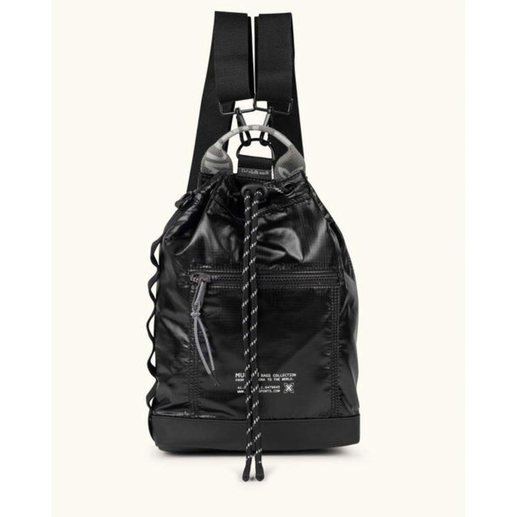 munich deep recycled drawstring backpack black