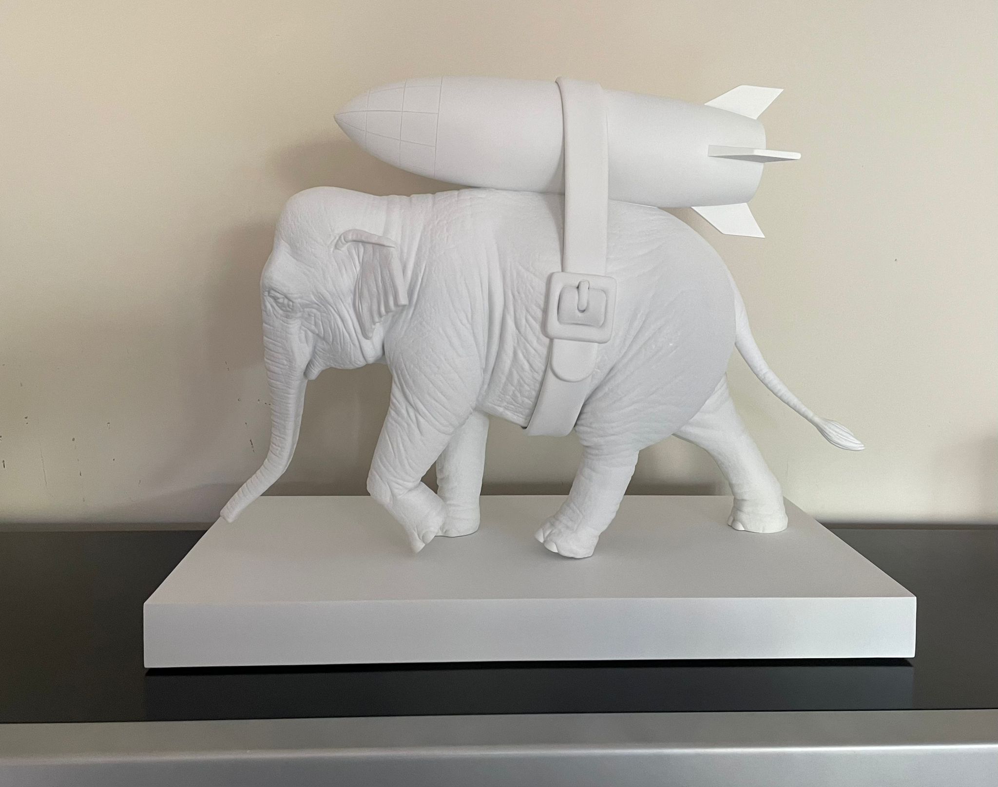 Banksy Elephant with Bomb Figure  White, 2020 3