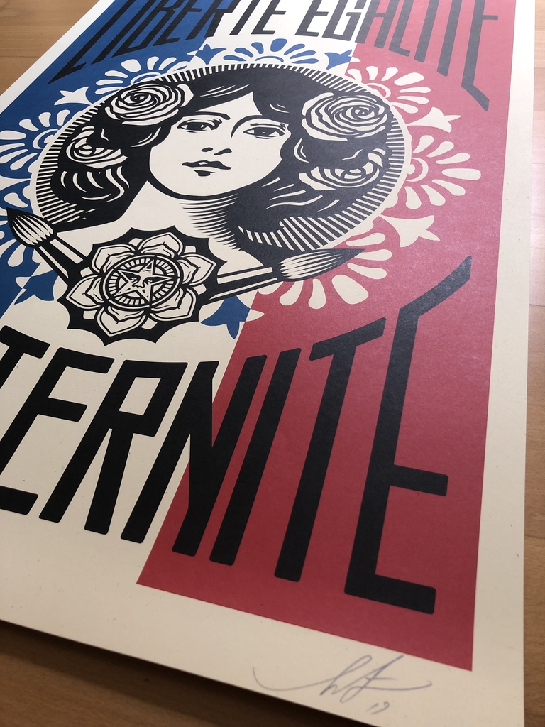 Shepard Fairey (Obey), LIBERTÉ EGALITÉ FRATERNITÉ, daté et signé par l