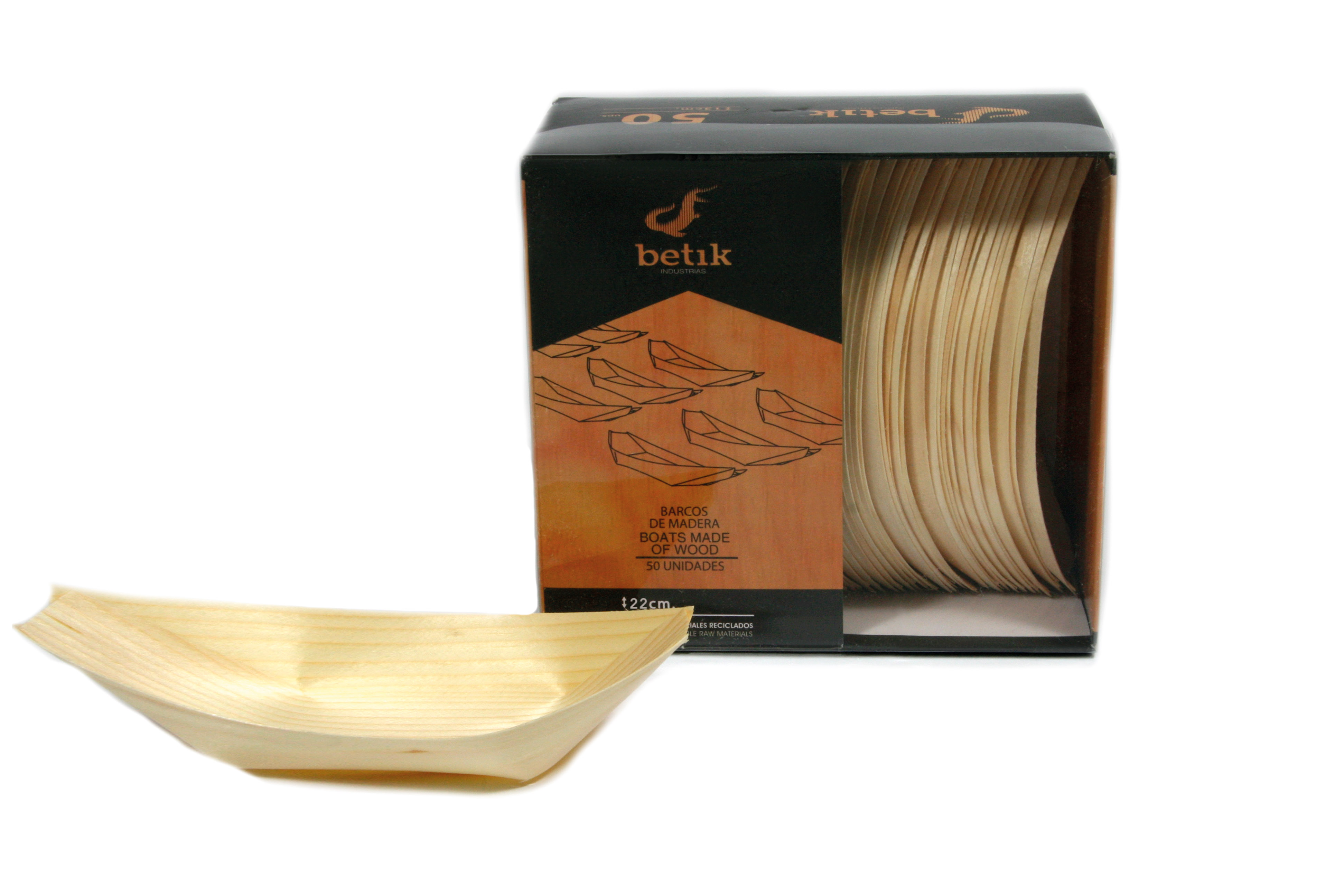 Barqueta madera 22.5cm 50u. (1010140)