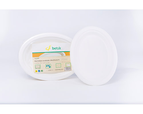Bandeja Oval Caña Azucar Blco 26x20cm 50u.