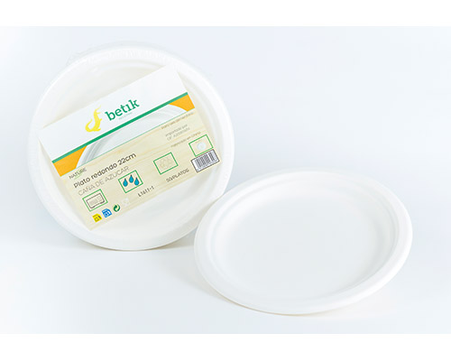 Plato Caña Azucar Ø26cm Blco 50u.