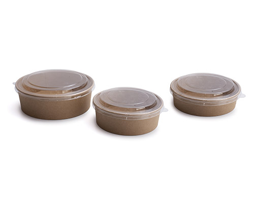 Ensaladera carton 500ml Kraft+tapa 25u.