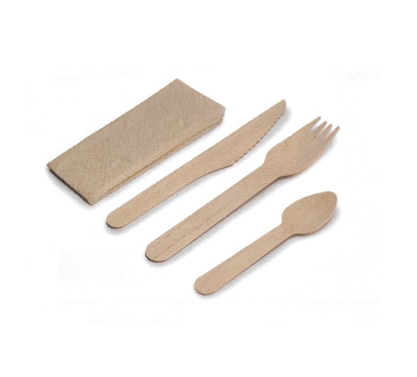 Set Cuchillo/tened/cuch+servi Madera 100u.