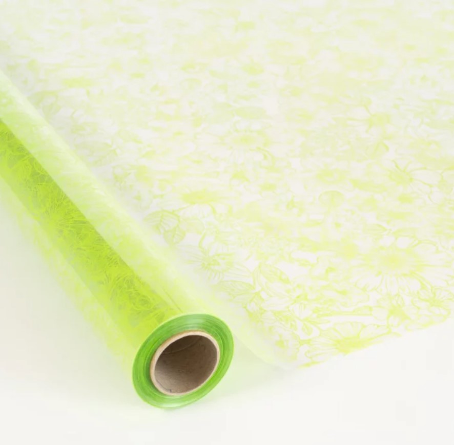 Polipropileno Transp Patrón Floral Verde 0.70x50m