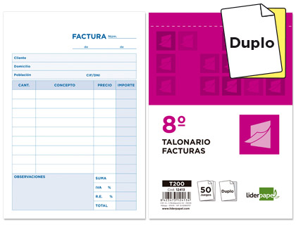 Talonario Liderpapel Fra. Octavo/Copia T200