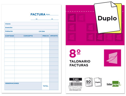 Talonario Liderpapel Fra. Octavo Duplicado