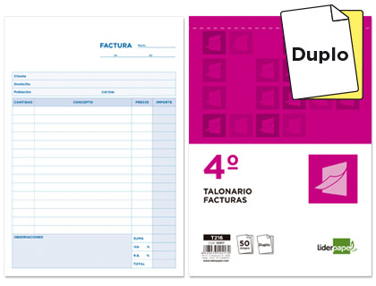 Talonario Liderpapel Fra. Cuarto Duplicado