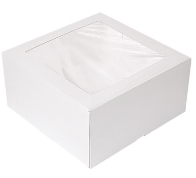 Caja Pastelería 24x24x12cm Blanca Ventana 50u.