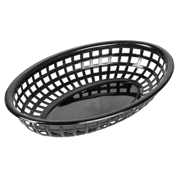 Cesta Negra oval PP 24x15x4.5cm 12u.