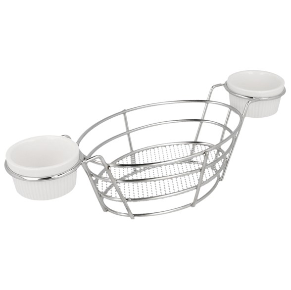 Cesta inox+2 tarrinas 26+10x5.3cm 1u.