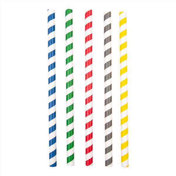 Cañita papel Rayas colores 20cm diam.1cm 50u.