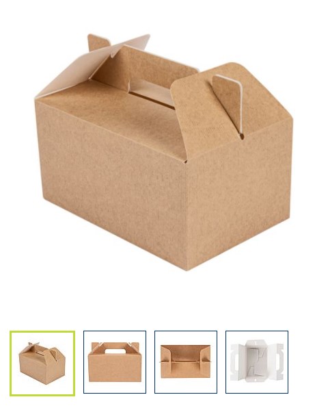 Caja Picnic kraft con asa 18x12x9cm 100u.