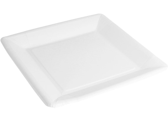 Plato carton cuadrado Blanco 23cm 50u.