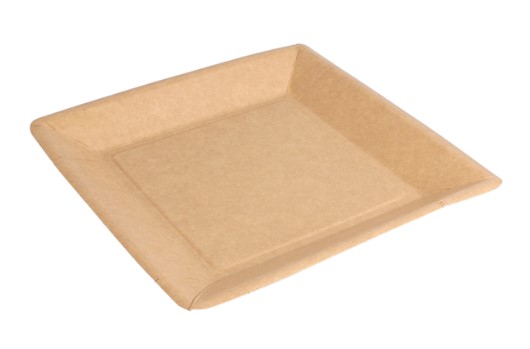 Plato carton cuadrado Kraft 18cm 50u.