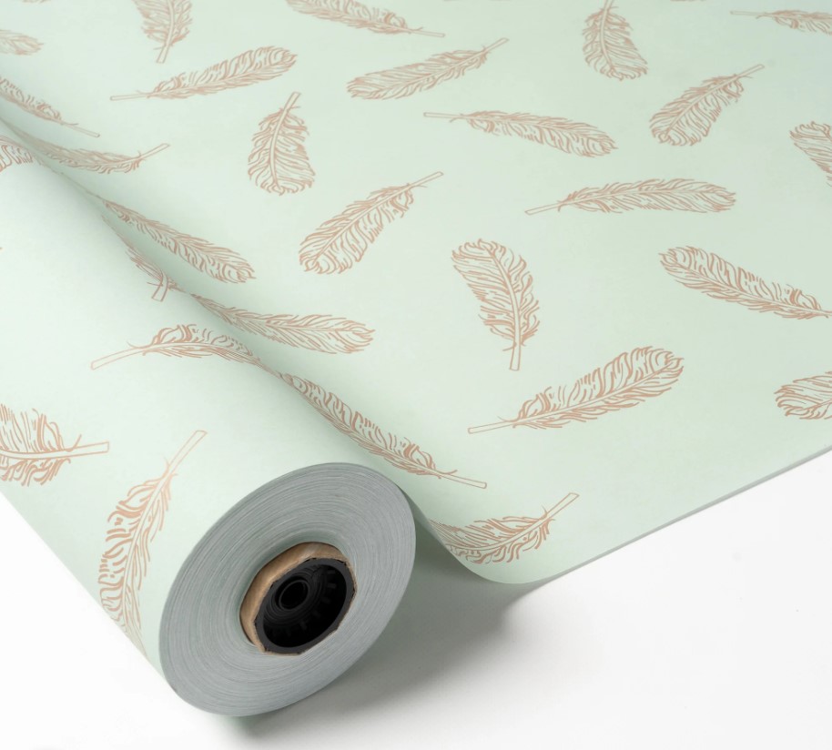 Bobina Papel Verde Plumas 0.70X100M