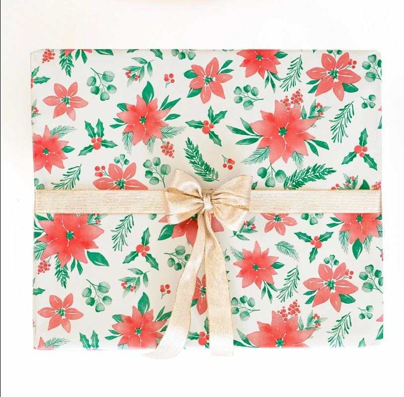 Bobina Papel Regalo Flores Rojas 0.70X100m
