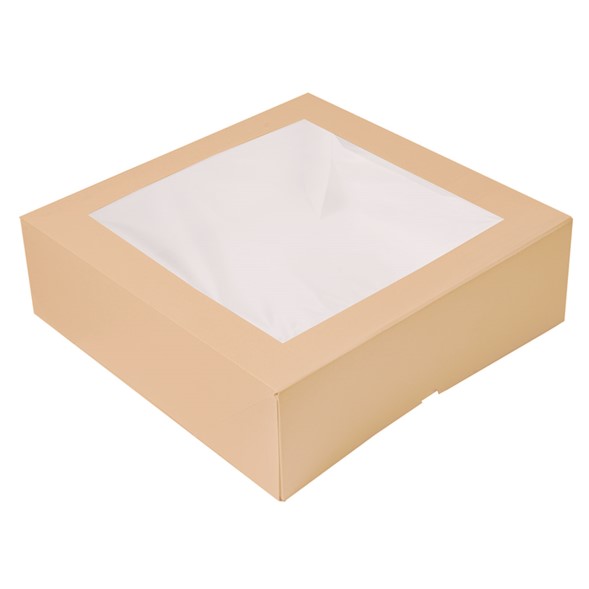 Caja Pasteleria 32x32x10cm Natural Ventana 50u.