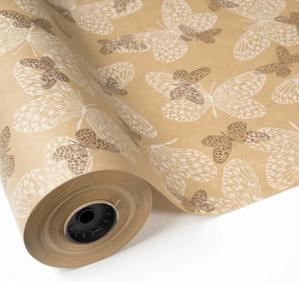 Bobina Papel Regalo Kraft Mariposas 0.70X100M